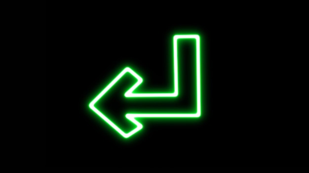 Neongrünes Pfeilsymbol Pfeilsymbol auf transparentem Hintergrund Links unten Web-Tastensymbol Pfeil nach unten Zeichen Richtung Verkehrszeichen Navigationskonzept Vektorillustration