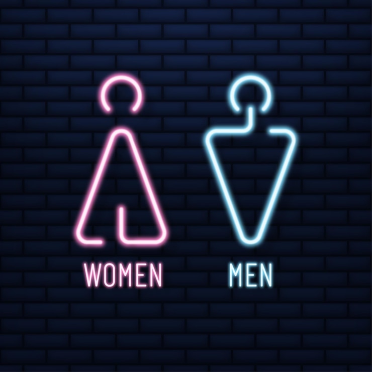 Vektor neonlicht-toilettenschild