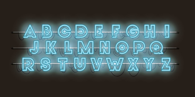 Vektor neonlichter der alphabetschriftart