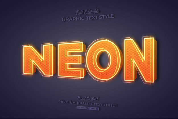 Neonorange 3d bearbeitbarer texteffekt-schriftstil