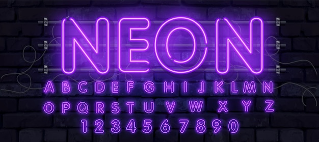 Vektor neonröhre alphabet schriftart illustration