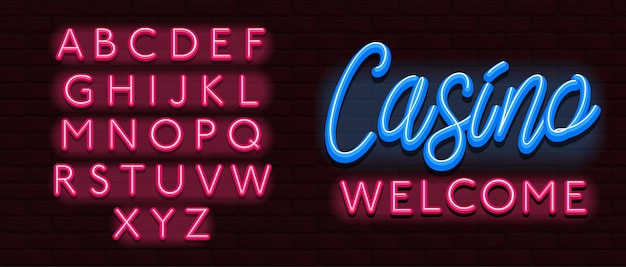 Neonschrift alphabet schrift ziegel wand casino