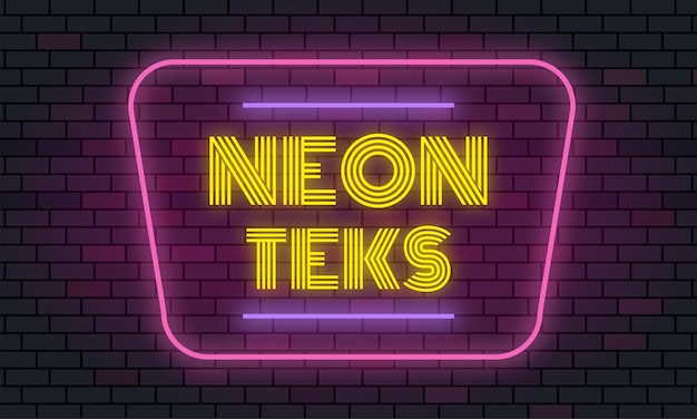 Neontexteffekt mit quadratischem umriss