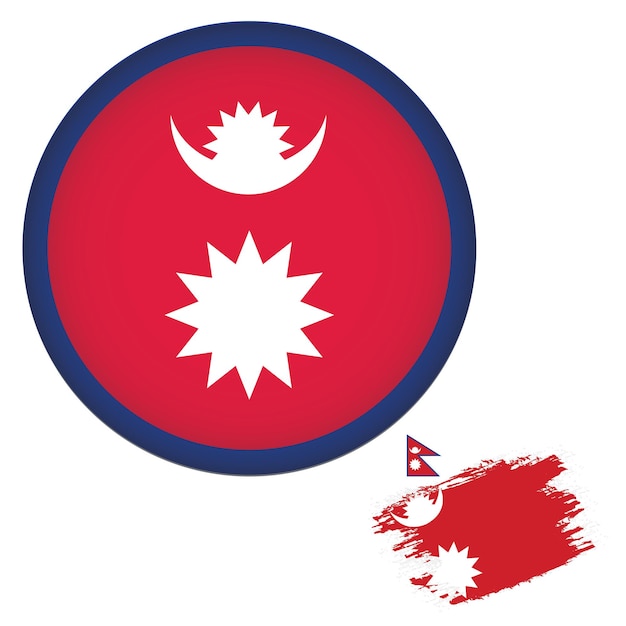 Nepal-flagge in runder form