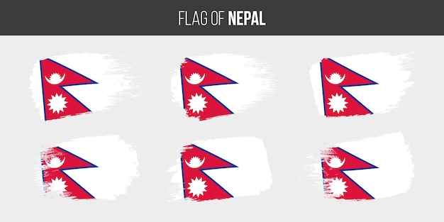 Nepal-flags pinselstrich-grunge-vektor-illustration flagge nepals isoliert auf weiß