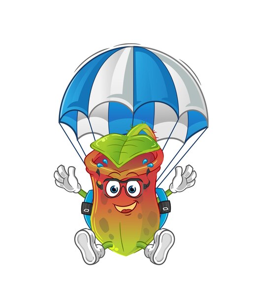 Nepenthes fallschirmspringen charakter cartoon maskottchen vektor