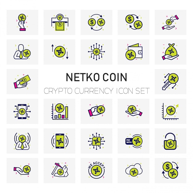 NETKO Münze Crypto Währung Symbole gesetzt
