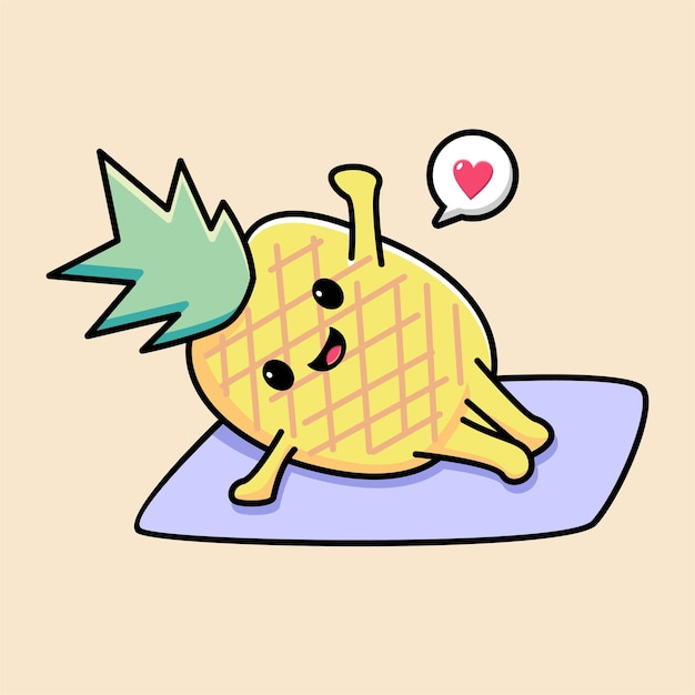 Nette ananas yoga cartoon illustration