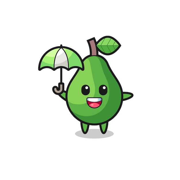 Nette avocadoillustration, die einen regenschirm hält