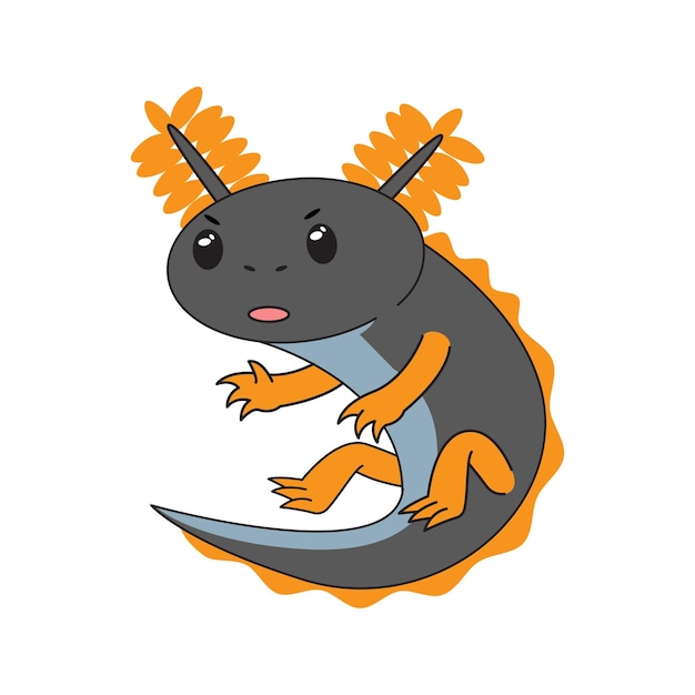 Vektor nette axolotl-zeichentrickfilm-figurillustration