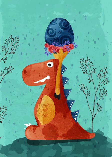 Nette baby dinosaurierhand gezeichnet in illustrationsart.