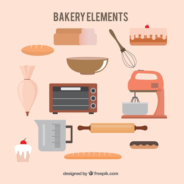 Nette Bäckerei Elemente in flaches Design