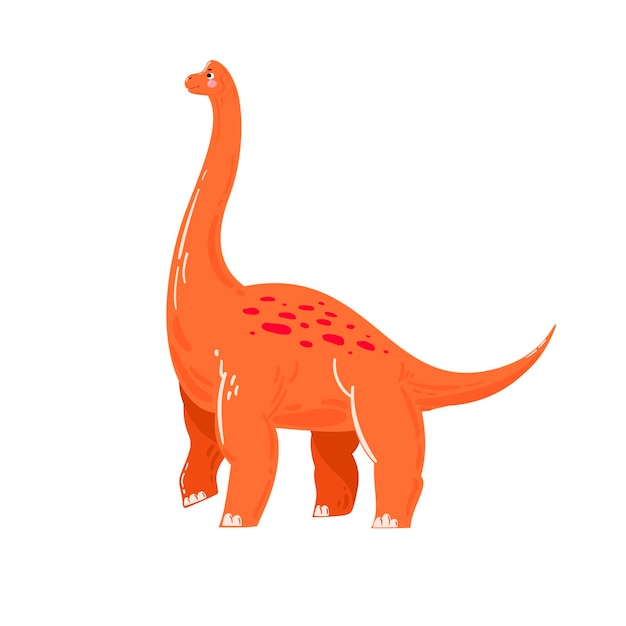 Nette dinosaurierillustration. orange diplodocus-kunst. vektor-dino-illustration.