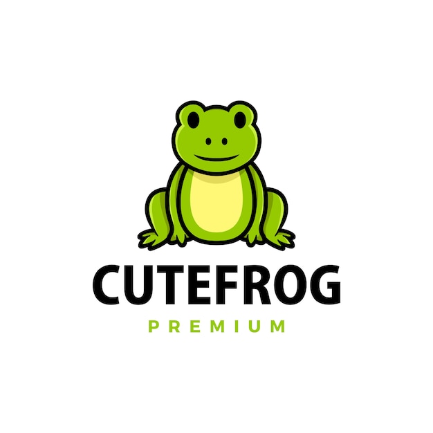 Nette froschkarikatur-logo-symbolillustration