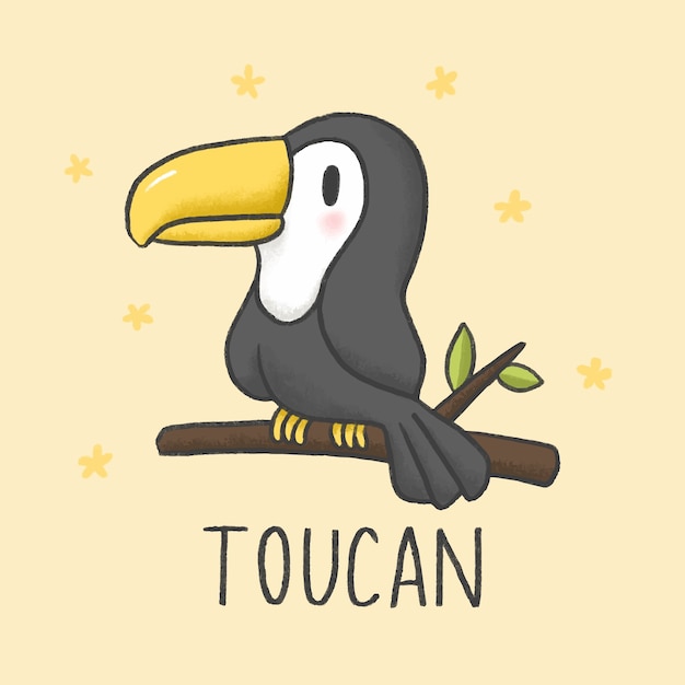 Nette gezeichnete art der toucan-karikatur hand