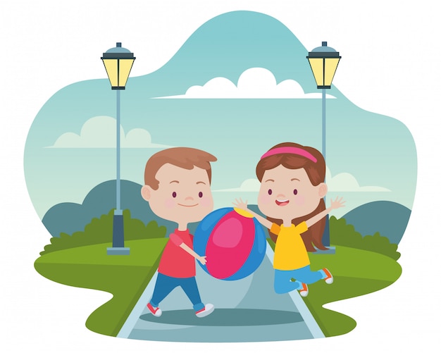 Nette glückliche Kinder, die Spaßkarikaturen haben