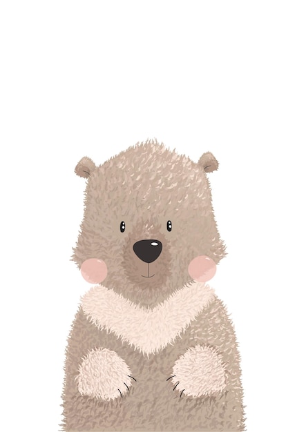 Nette grafische vektorillustration eines lustigen teddybären lokalisiert auf weißem hintergrund