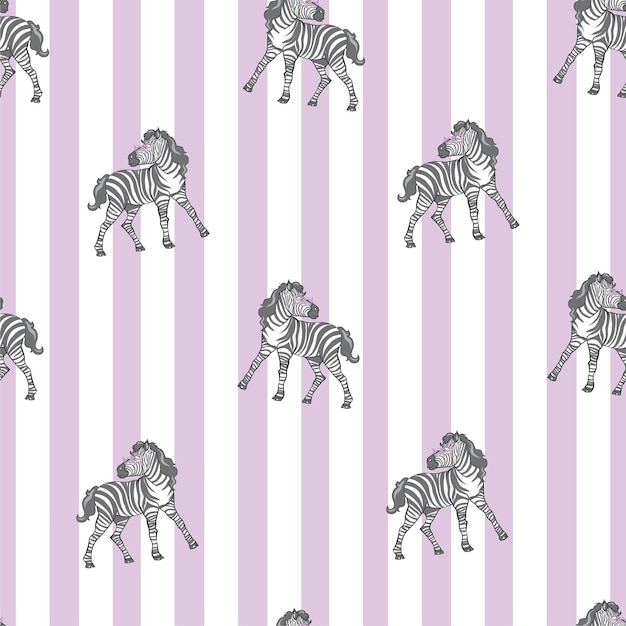Nette hand gezeichnetes lustiges zebra nahtloses muster