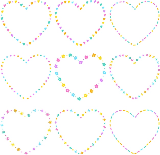 Nette helle abstrakte herz-blumen-form-valentinstag-gekritzel-handzeichnung gezeichnete linie grenzt rahmen ein