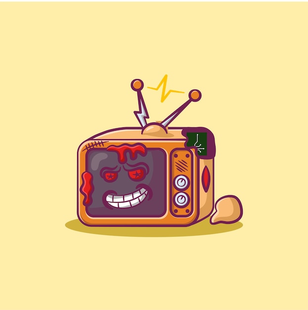 Nette illustration des fernsehzombies passend für halloween