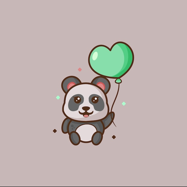 Nette Illustration des Pandas mit Herzballon