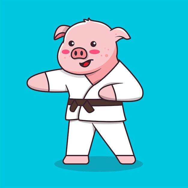 Nette Karate-Schwein-Tier-Illustration