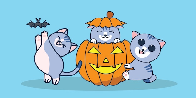 Nette katze am halloween-tag