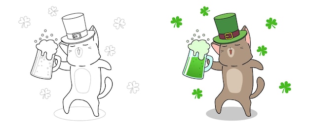 Nette katze in saint patrick day malvorlagen für kinder