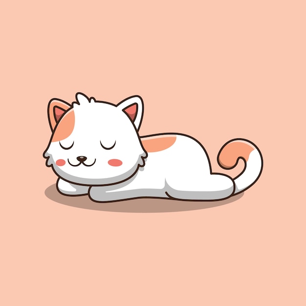 Nette Katze schläft Karikaturillustration.