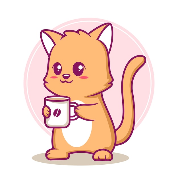 Nette katzenkaffee-karikaturillustration