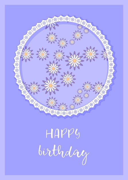 Nette lila alles Gute zum Geburtstagkarte Premium Vektor