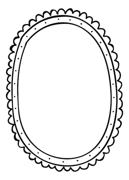 Vektor nette ovale rahmenschablone. doodle-spiegel. leere form