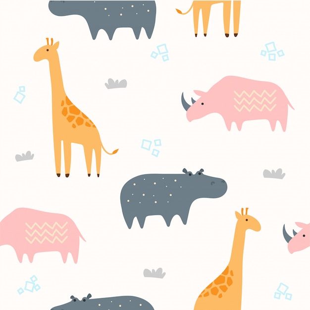 Vektor nette savannah animal seamless pattern für tapete