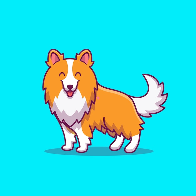 Nette sheltie dog cartoon icon illustration. animal icon concept isolated premium. flacher cartoon-stil