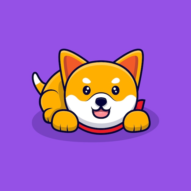 Nette shiba inu hund laydown cartoon icon illustration