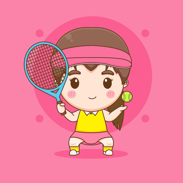 Vektor nette tennisballspieler-charakterillustration