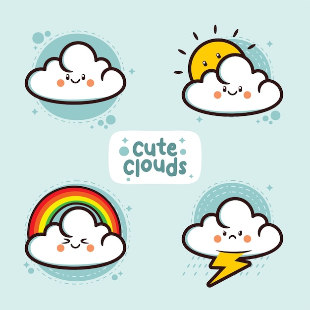 Nette wolke emoji-vektor-illustration