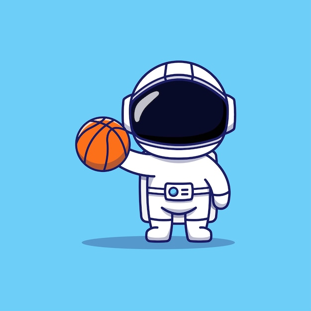 Netter astronaut, der basketball spielt