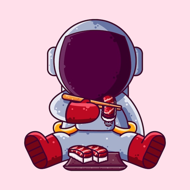 Netter astronaut, der sushi-karikatur-vektor-illustration isst. cartoon-stil charakter vektor.