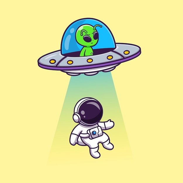 Netter außerirdischer Raumschiff-UFO-Invasions-Astronaut