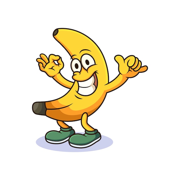 Netter Bananen-Cartoon mit lustiger Pose
