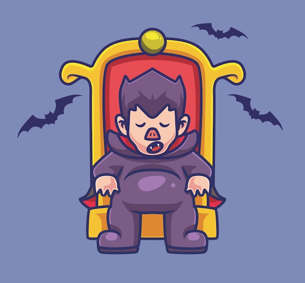 Netter dracula, der schläft. isolierte cartoon-halloween-illustration. flacher stil geeignet für sticker icon design premium logo vektor. maskottchen-charakter