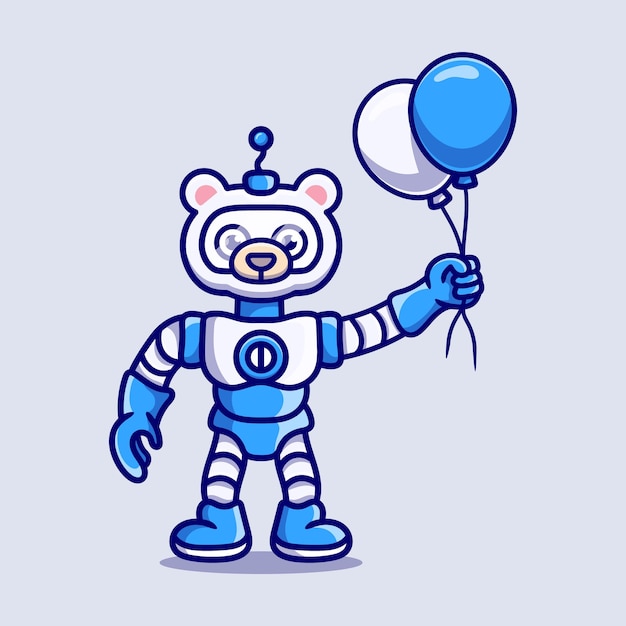 Netter Eisbär-Roboter mit Ballon