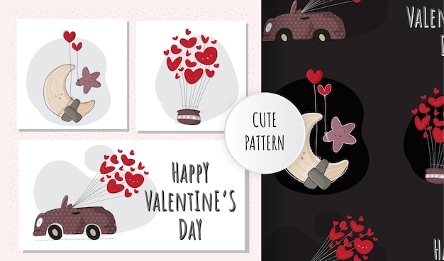 Netter flacher valentinstag der netten flachen illustration