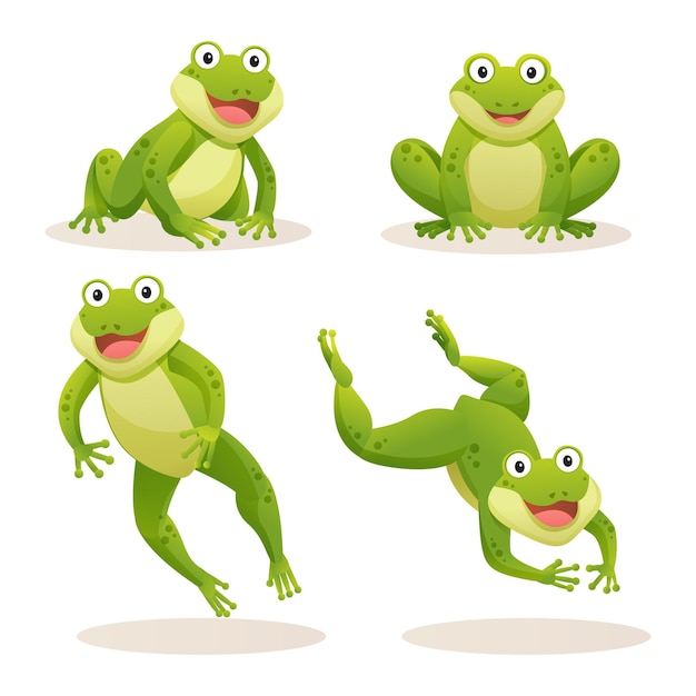 Netter Frosch in verschiedenen Posen-Cartoon-Illustration