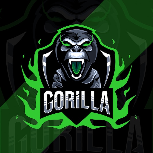 Netter gorilla maskottchen logo esport