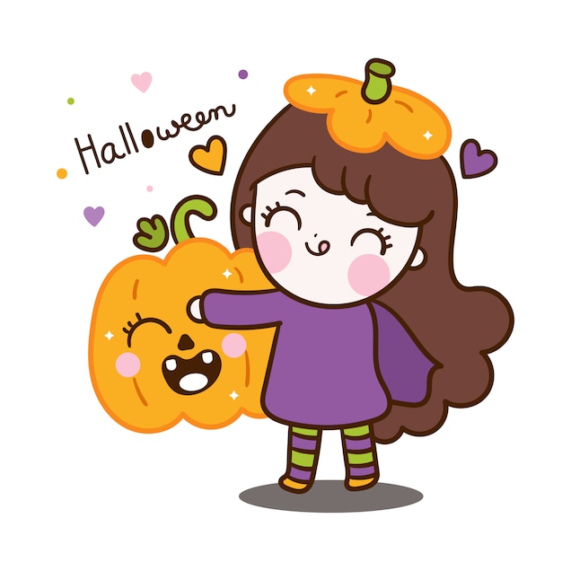 Netter Halloween-Babycharakter-Umarmungskürbis