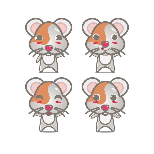 Vektor netter hamster set sammlung vektor-illustration hamster maskottchen charakter flachen stil cartoon