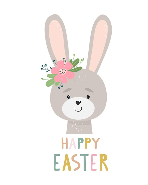 Vektor netter hase mit worten frohe ostern illustration