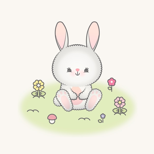 Netter hase und blumen